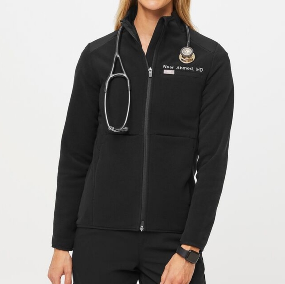 FIGS On Shift Fleece Jacket- BLACK- XS - Picture 1 of 5